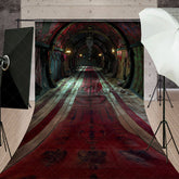Aperturee - Aperturee Dark Circus Hallway Sweep Backdrop Gothic Carnival and Steampunk Theme Vintage Halloween Photo Shoots